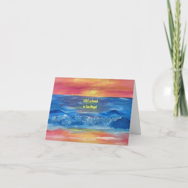 "La vida es una playa en San Diego" Tarjeta (Anverso)