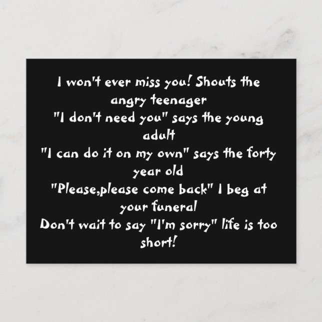 la vida es una postal corta (Anverso)