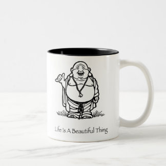 La vida es una taza de café hermosa de Buda de la
