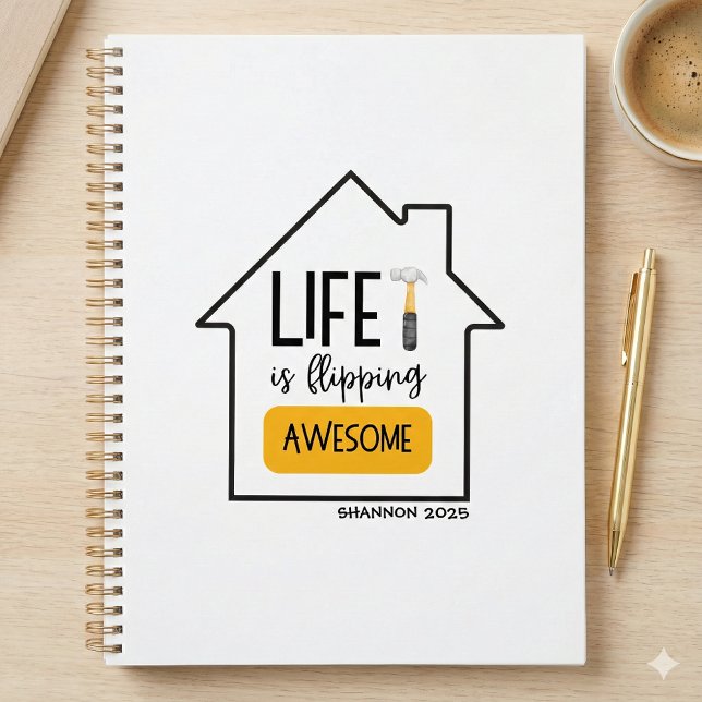 La vida está cayendo impactante planificador (This, "Life is flipping awesome" personalized planner would make a great gift for house flippers!)
