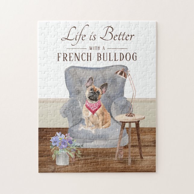 La Vida Está Con Un Bulldog Francés Puzzle (Vertical)
