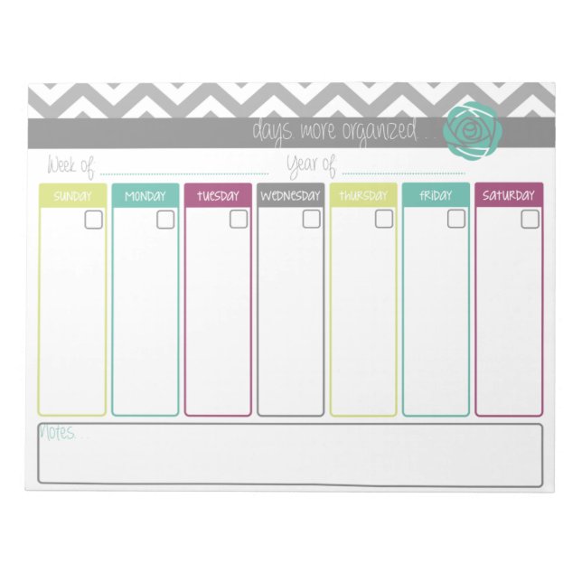 La vida. Más Organizado. Bloc de notas semanal del (Frente)