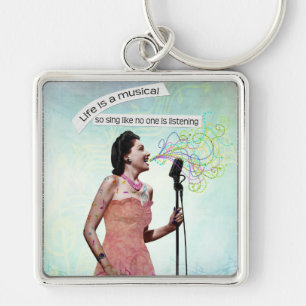 La vida retra de la música es un llavero musical