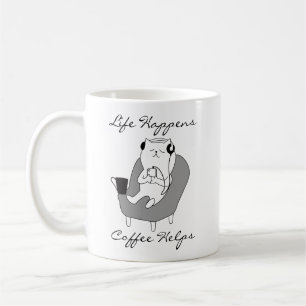 La vida sucede el café ayuda Taza temática de gato