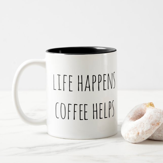 La vida sucede taza de las ayudas del café (Con donut)