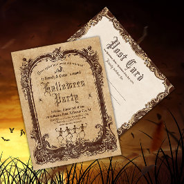 La vieja postal de la fiesta gótica de Halloween e