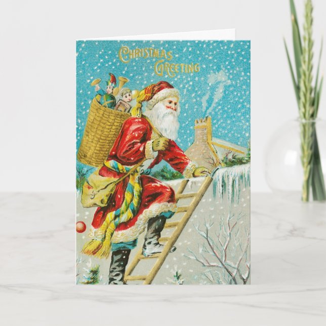 La vieja Santa está en la tarjeta de Navidades del (Anverso)