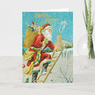 La vieja Santa está en la tarjeta de Navidades del