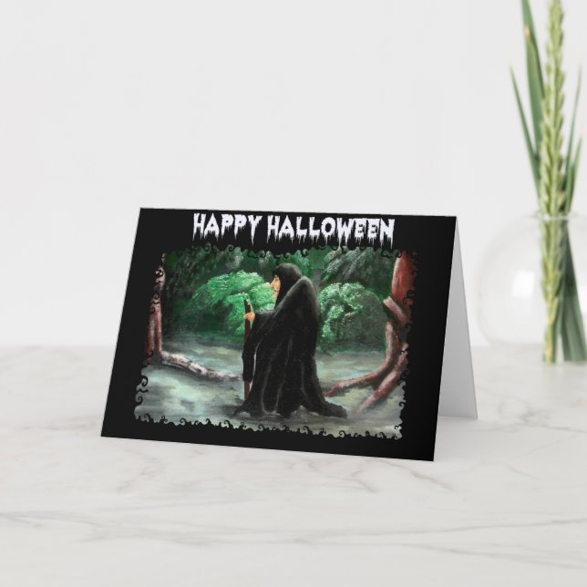 La vieja tarjeta de Halloween de Crone (Anverso)