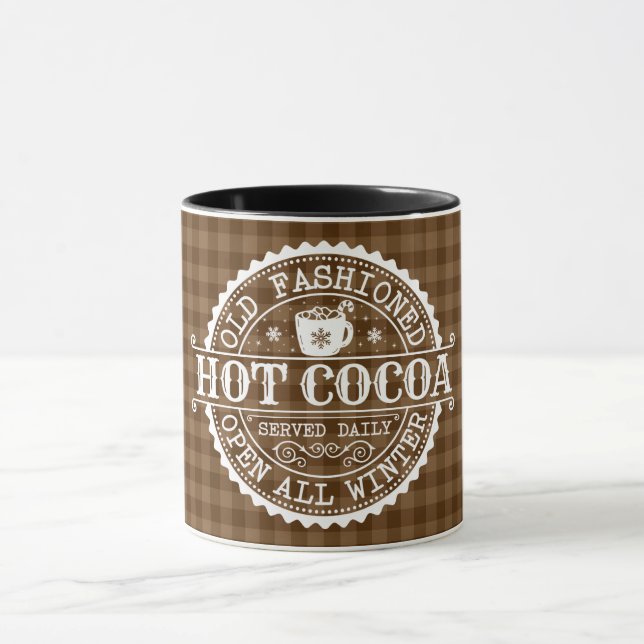 La vieja taza de cacao caliente marrón de moda neg (Centro)