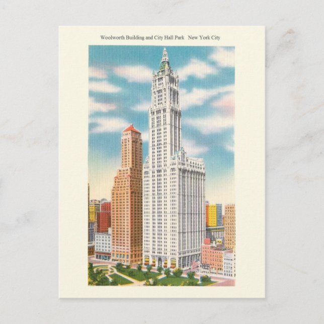 La vieja Woolworth Bldg y la postal del City Hall  (Anverso)