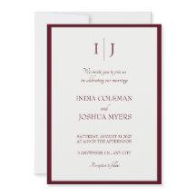 La Viña: Invitación de boda de Borgoña y Blanco