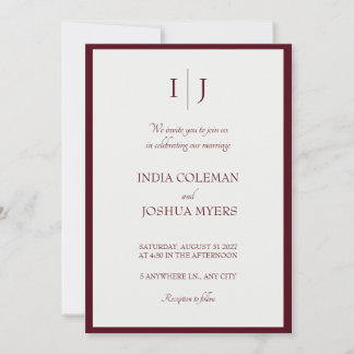 La Viña: Invitación de boda de Borgoña y Blanco