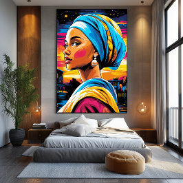 La visión del arte pop de un Chica con un viaje de