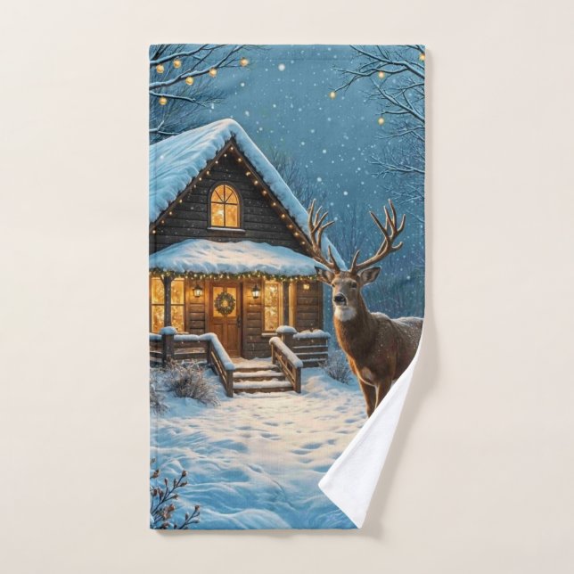 La visita de Navidad nevada de Big Buck (Toalla de mano)