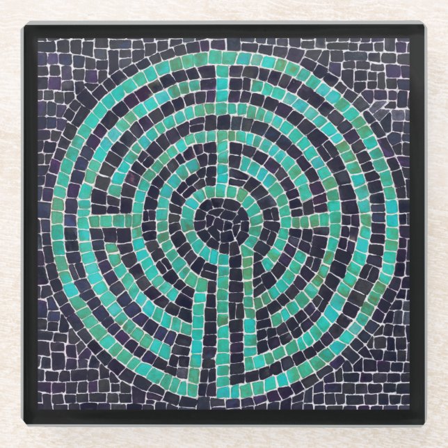 LABERINTO III Posavasos de Vidrio - Negro (Anverso)