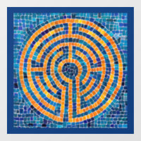 LABERINTO IV Calcomanía para ventana 12x12 - Azul