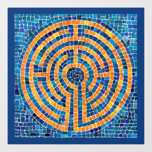 LABERINTO IV Calcomanía para ventana 12x12 - Azul