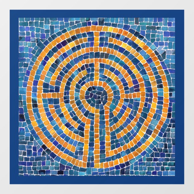LABERINTO IV Calcomanía para ventana 12x12 - Azul (Hoja)