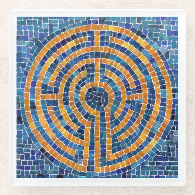 LABERINTO IV Posavasos de Vidrio - Blanco (Anverso)