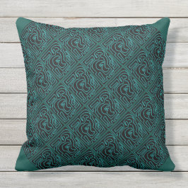 Laberinto verde azulado en la almohada enorme al