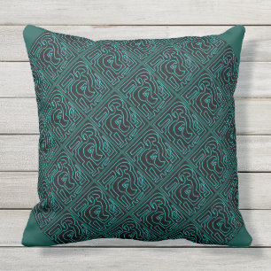 Laberinto verde azulado en la almohada enorme al