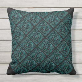 Laberinto verde azulado en la almohada enorme al