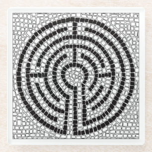 LABERINTO VII Posavasos de Vidrio - Blanco