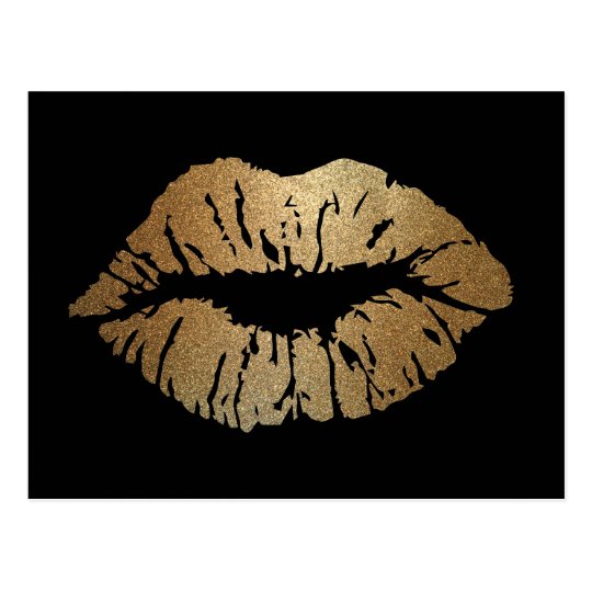 Labios de oro del brillo postal