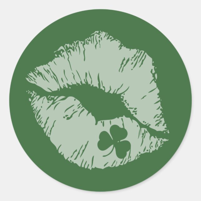 Labios de Shamrock - Bésame soy Pegatinas irlandes (Anverso)