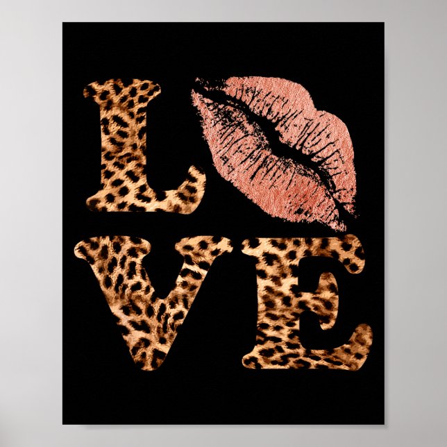 Labios Grandes Aman Letras de Impresión de Leopard (Frente)