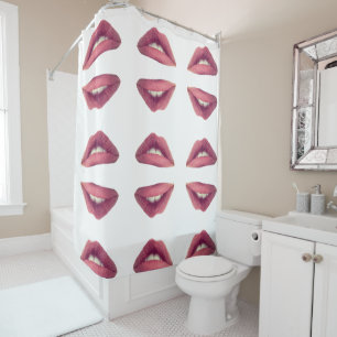 Labios, Lips rosados Cortina de Ducha