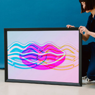 Labios Neon Colorful Wall Light   Arte digital mod