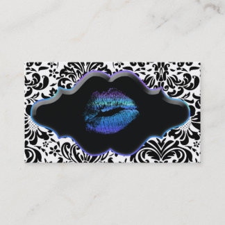 Labios púrpuras azules de la tarjeta de visita del