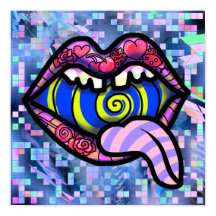 Labios rosados gritando arte pop espiral bucal imp