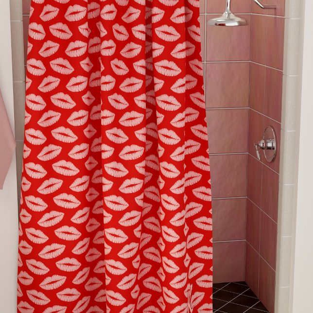 Labios rosados Pinza de labios Kiss Patrón Cortina (Nothing nicer than kisses in the shower. Just add your initial!)