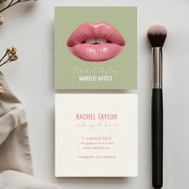 Labios rosados | Tarjeta de visita Mint Makeup Squ