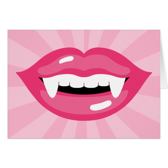 Labios sonrientes de vampiro rosa con colmillos (Anverso (Horizontal))