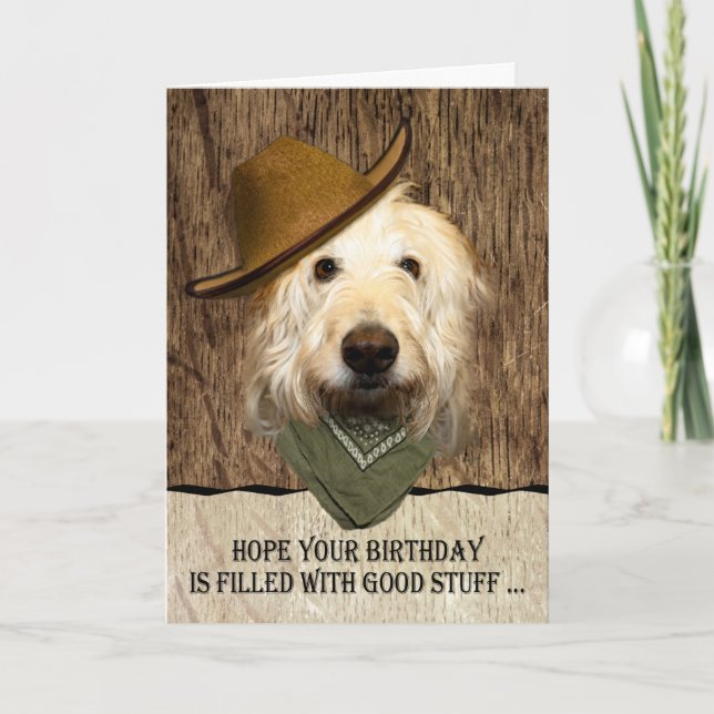 Labradoodle Con Tarjeta De Cumpleaños Funny Gorra  (Anverso)