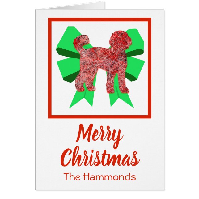 Labradoodle Cute Navidades Perro y Bow Verde (Frente)