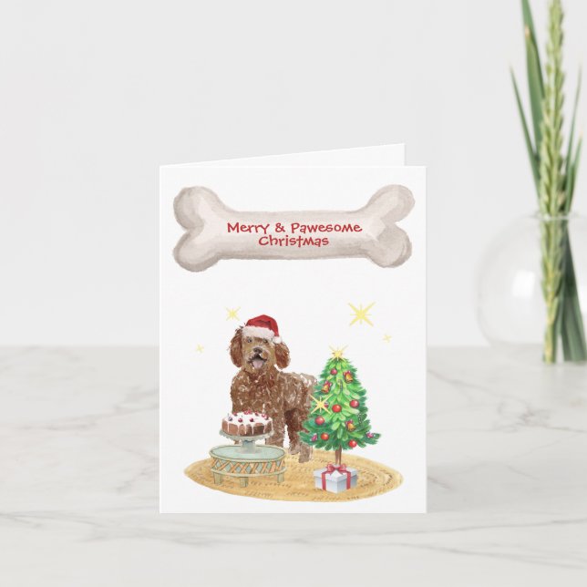 Labradoodle Gorro de Santa árbol de Navidad (Anverso)