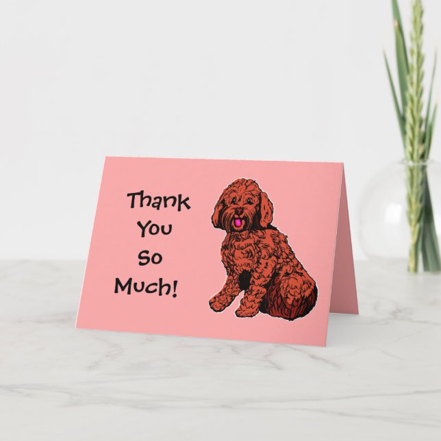 Labradoodle Muchas Gracias Tarjeta Rosa (Anverso)