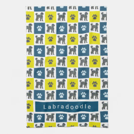 Labradoodle Perro & Paw Toalla de té de la cuadríc