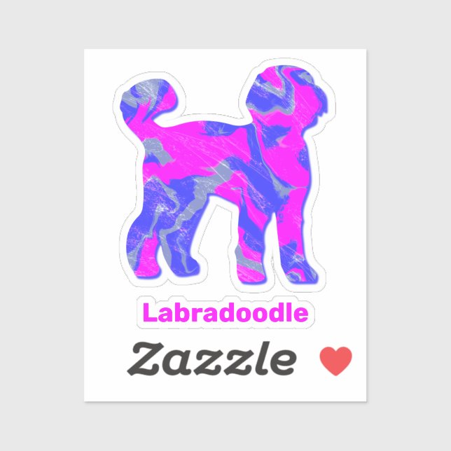 Labradoodle Perro Silhouette Loco Pegatina Rosado  (Hoja)