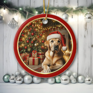 Labrador amarillo recuperó la decoración del árbol