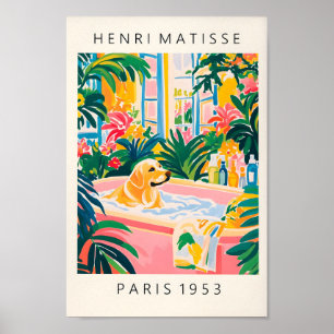 Labrador Beige En Bañera, Impresión De Arte Perro,