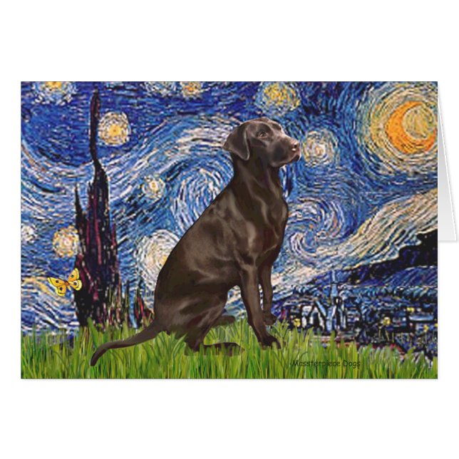 Labrador (Chocolate1) - Noche estrellada (Anverso (Horizontal))