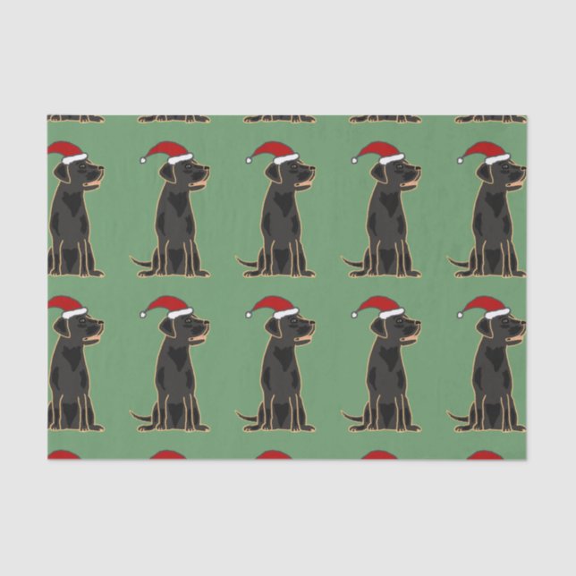 Labrador negro en papel seda del navidad del gorra (Anverso)