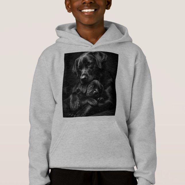 Labrador negro, padre e hijo, Abrazo de amor (Anverso)