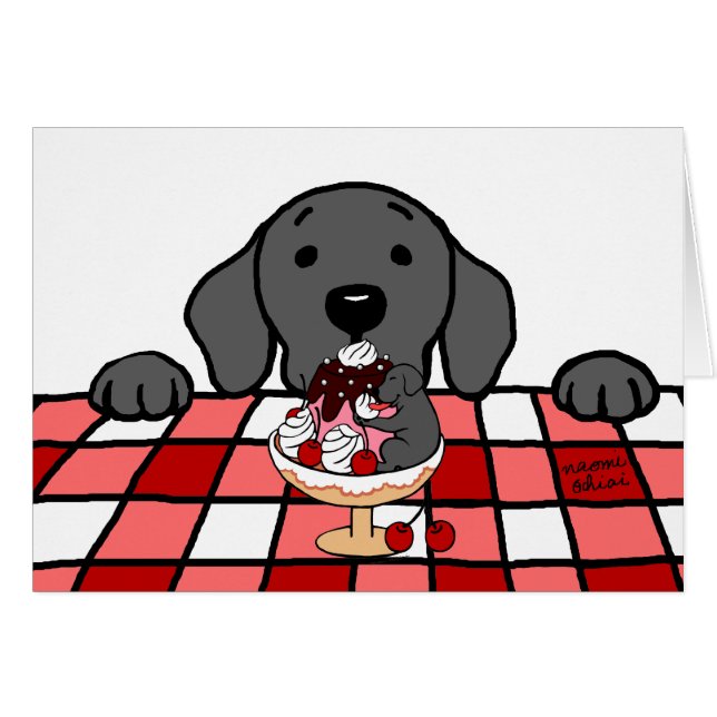 Labrador negro que le mira cocina (Anverso (Horizontal))